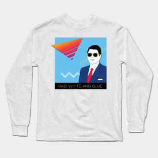 Rad, White and Blue Long Sleeve T-Shirt